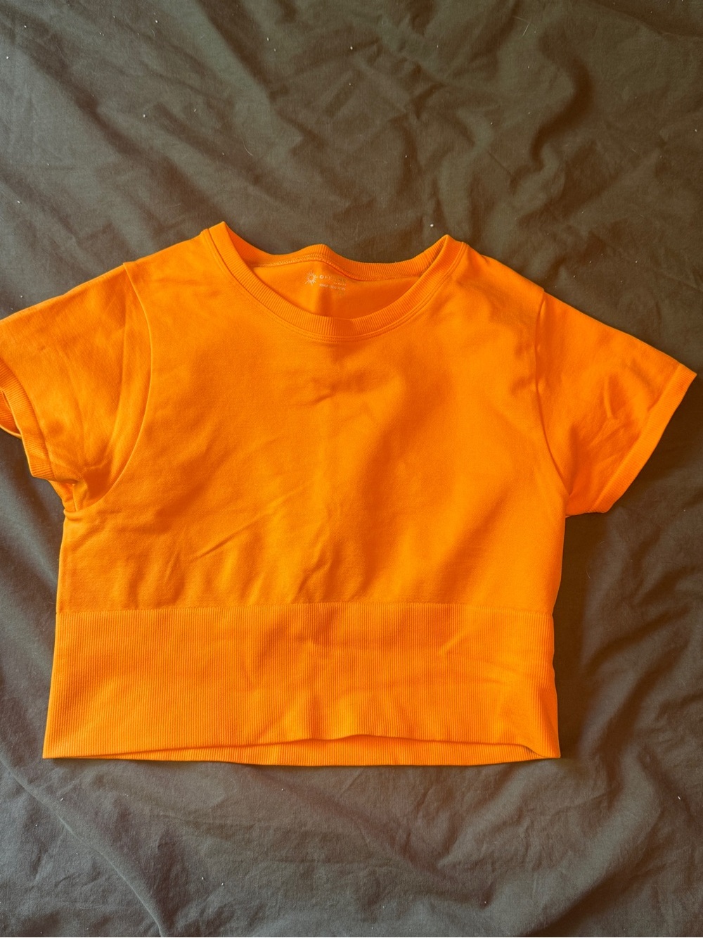 Aerie Offline Short Sleeve Crop Top - Bright Orange Size Large